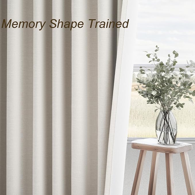Topfinel 100 Inch Long Black Out Custom Drapery Panels, Cream White Blackout Off-White Curtains, Nursery Kids Heat Blocking Sound Block Tab Top Rod Pocket Curtains for Patio Bay Window Winter