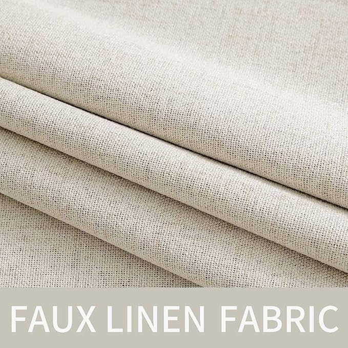 MIULEE Linen Texture Curtains for Bedroom Solid 100% Blackout Thermal Insulated Linen Beige Curtains Grommet Room Darkening Drapes for Living Room Nursery 52x54 Inch (2 Panels)