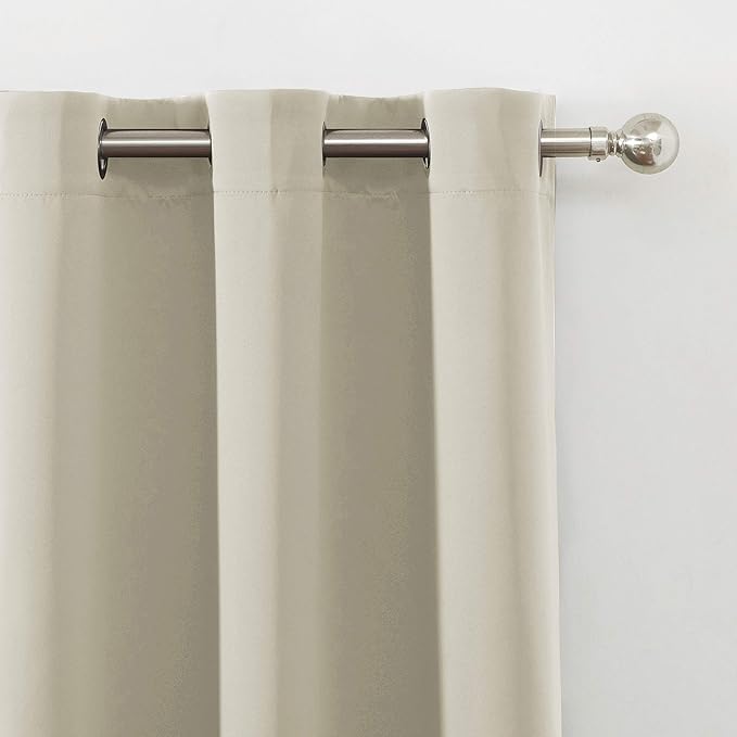 LEMOMO Light Beige Thermal Blackout Curtains/52 x 72 Inch/Set of 2 Panels Room Darkening Curtains