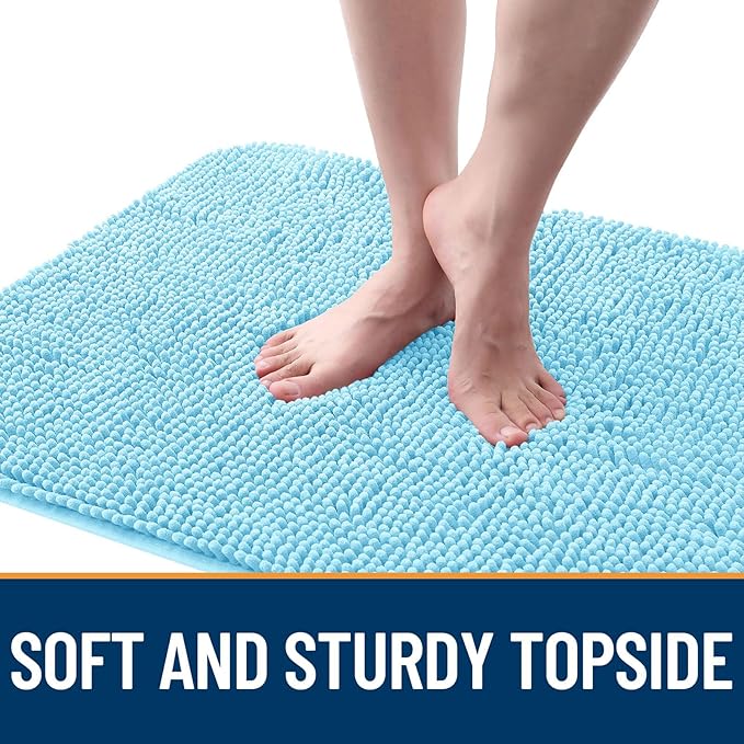 OLANLY Dog Door Mat for Muddy Paws 54x32, Absorbs Moisture and Dirt, Absorbent Non-Slip Washable Doormat, Quick Dry Chenille Mud Mat for Dogs, Entry Indoor Entryway Carpet for Inside Floor, Blue