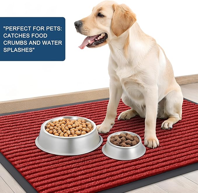 OLANLY Front Door Mat Indoor Outdoor Entrance, 2-Pack 71 x 23 Inch, Waterproof Heavy Duty Doormat, Fade Resistant, Low Profile, Easy Clean Patio Porch Welcome Floor Mats for Entry, Red