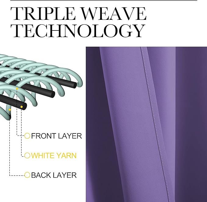 NICETOWN Bedroom Window Curtain Panels, Lilac Purple, 2 Panels, 62 in x 72 in (W x L), Window Treatment Thermal Insulated Rod Pocket Room Darkening Curtains/Drapes for Patio Door
