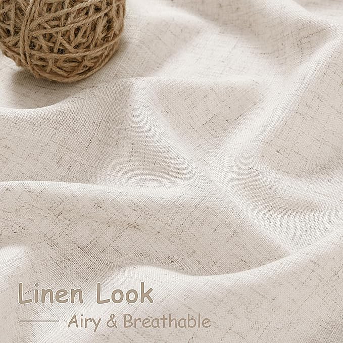 Tan Beige Linen Curtains 94 inch Length for Living Room 2 Panel Set Burlap Textured Semi Sheer Drapes Rustic Country Window Treatment Farmhouse Drop Cloth Curtain 94 inches Long for Dinning Room
