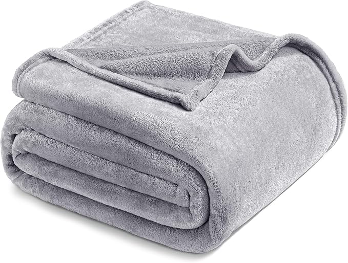 Exclusivo Mezcla Fleece Blanket Twin Size for Bed, Super Soft and Warm, All Season, Cozy, Plush, Lightweight, 90x66 Inches, Light Grey