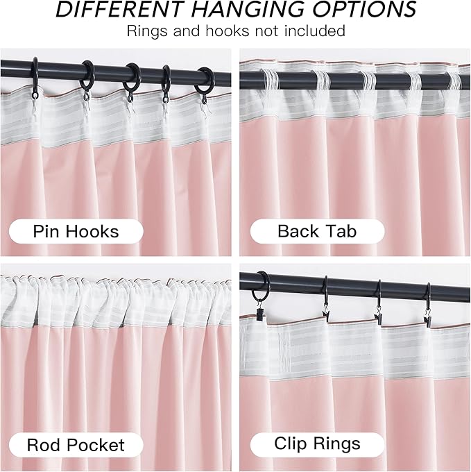 RYB HOME Pink Velvet Curtains 84 inches, Back Tab Soft Fabric Room Darkening Thermal Insulated Luxurious Home Decor Curtains for Living Room Bedroom, W 52" x L 84", 2 Panels Set