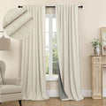 Pitalk Short Black Out Curtains 58 Inch Long for Bedroom 58 Inch Length Window Treatments Blackout Linen Boho Kitchen Thermal Drapes for Summer Heat Living Dining Room Bathroom 2 Panels Set Tan Beige