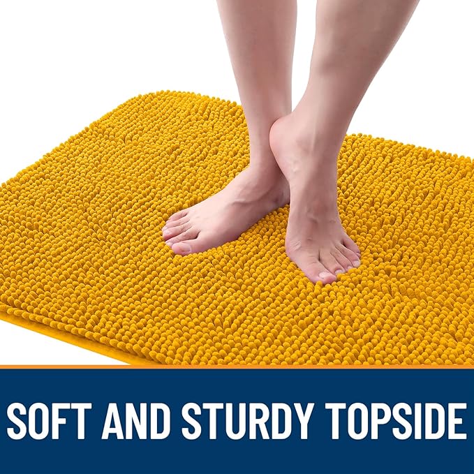 OLANLY Dog Door Mat for Muddy Paws 47x32, Absorbs Moisture and Dirt, Absorbent Non-Slip Washable Doormat, Quick Dry Chenille Mud Mat, Entry Indoor Entryway Carpet for Inside Floor, Golden Yellow