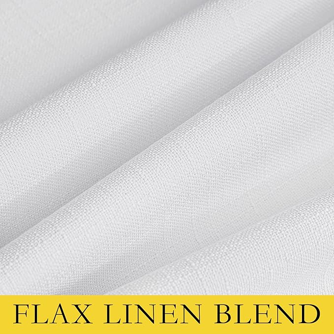 NICETOWN 100% Absolutely Blackout Linen Curtains with Thermal Insulated White Liner, White, 42 inches Wide, 63 inches Length Energy Saving Curtains for Cupboard 2 Panels Set, Vertical Blinds