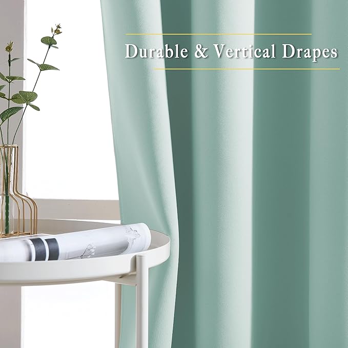 NICETOWN Aqua Blue Curtains 96 inches Long, Grommet Thermal Insulated Blackout Curtains Privacy Window Treatments for Boys Room/Living Room, W46 x L96, 2 Panels