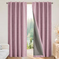 Joydeco Linen Blackout Curtains for Bedroom - 100% Light Blocking 1 Panels, Pink Drapes 100" W x 96" L, Thermal Insulated Room Darkening Curtains for Living Room, Rod Pocket & Back Tabs
