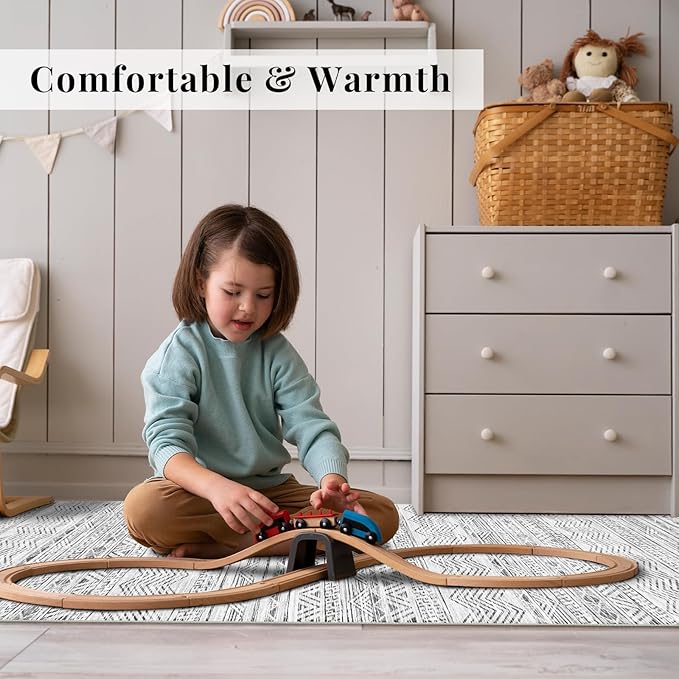 4x8 Washable Hallway Runner Rug：Moroccan Non-Slip Wide Runners for Entryway Kitchen Soft Modern Geometric Low-Pile Rugs for Living Room Thin Waterproof Carpet for Bedroom Bathroom Laundry(Grey,4x8)