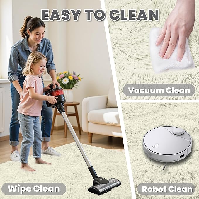 4x6 Area Rugs for Living Room Rug: Soft Fluffy Shag Cream White Rugs for Bedroom, Non-Slip Large Fuzzy Plush Rug Indoor Floor Carpet for Nursery Kids Boys Girl Room, Dorms, Playroom, Modern Home Decor