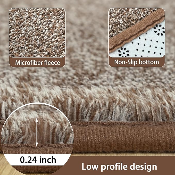 AROGAN Washable 6×9 Living Room Rug, Modern Area Rugs with Soft Memory Foam for Bedroom, Minimalist Non-Slip Indoor Floor Carpet for Dining Room Office Kids Playroom Decor, Matte Brown