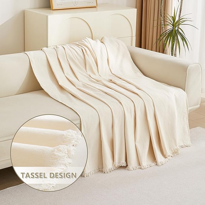 MYSKY HOME Couch Cover for Pets, Beige Couch Covers for 2 Cushion Couch Sofa, Sofa Slipcover Sectional L Shape Chenille Covers for Pets, Throw Couch for Dogs, Kids,71" X118"