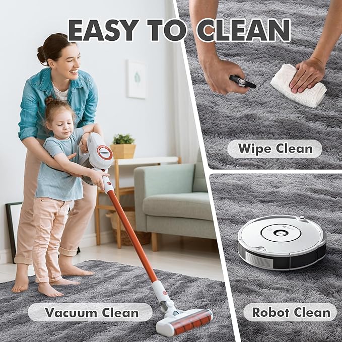 9x12 Ft Extra Large Shag Rugs for Living Room, Ultra Soft Fluffy Furry Area Rugs for Bedroom Indoor Floor, Aesthetic Carpet for Kids Home Decor (Grey)