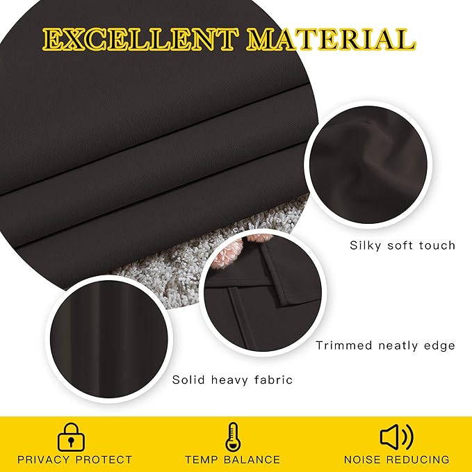 NICETOWN Blackout 102 inch Curtains for Living Room, Grommet Thermal Insulated Room Darkening Curtains for Bedroom/Living Room, 2 Panels, W52 x L102, Toffee Brown