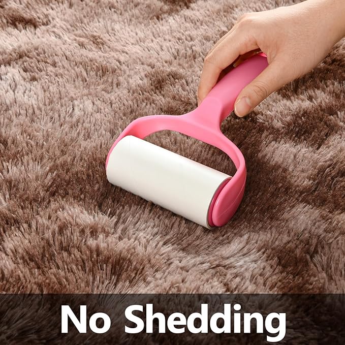 Deerhoo Large Shag Area Rugs 8 x 10, Tie-Dyed Plush Fuzzy Rugs for Living Room, Ultra Soft Fluffy Furry Rug for Bedroom, Indoor Carpet Nursery Rugs for Kids Room Home Decor, Coffee