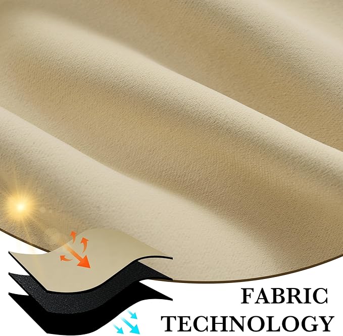 RYB HOME 100% Blackout Short Curtains for Small Window, Thermal Insulated Total Room Darkening Noise Reducing Curtains for Kitchen Bathroom Basement, 42 inches Wide by 45 inches Long, Biscotti Beige