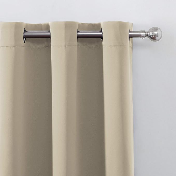 LEMOMO Beige Blackout Curtains 34 x 63 Inch Length/Set of 2 Curtain Panels/Thermal Insulated Room Darkening Blackout Curtains for Bedroom