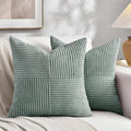 Fancy Homi 2 Packs Grey Blue Euro Decorative Throw Pillow Covers 24x24 Inch for Couch Bed Sofa, Rustic Farmhouse Boho Home Decor, Soft Corss Corduroy Patchwork Accent Big Square Cushion Case 60x60 cm