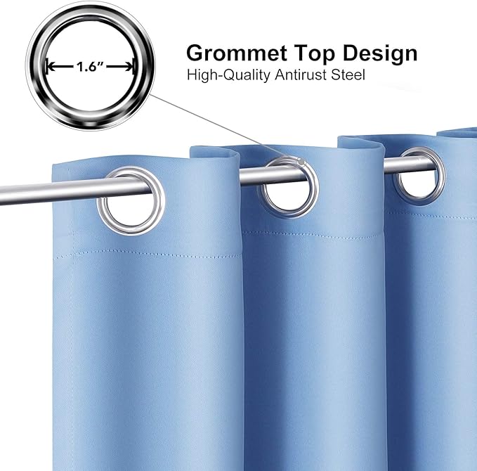 ChrisDowa Grommet Room Darkening Curtains for Bedroom and Living Room - 2 Panels Set Thermal Insulated Blackout Curtains (Sky Blue, 38W x 54L)