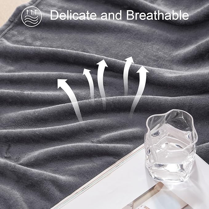 Exclusivo Mezcla Fleece Throw XL Blanket for Couch, Sofa, Super Soft and Warm Dark Grey Blankets, All Season, Cozy, Plush, Lightweight, 50x70 Inches