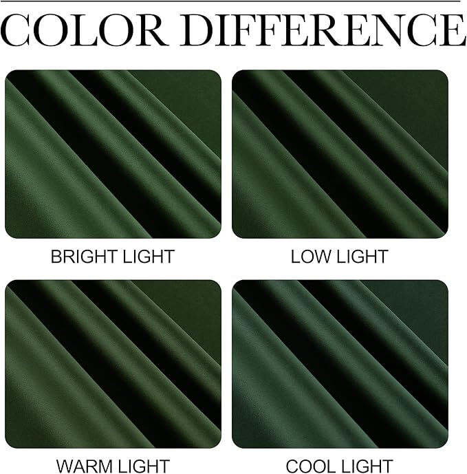 NICETOWN Dark Green Blackout Cafe Satin Curtains for Small Windows, 42" Wide by 63" Long, 2 Panels, Rod Pocket Noise Reducing Faux Silk Blackout Drapes for Dining Room