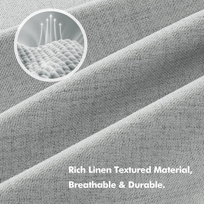 MIULEE 100% Blackout Linen Curtains for Bedroom, Grey Solid Luxury Decor Thermal Insulation Room Darkening Drapes for Living Room Nursery Back Tab Rod Pocket 42 x 96 Inches, 2 Panels