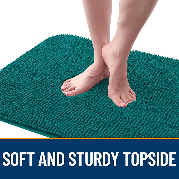 OLANLY Dog Door Mat for Muddy Paws 44x32, Absorbs Moisture and Dirt, Absorbent Non-Slip Washable Doormat, Quick Dry Chenille Mud Mat for Dogs, Entry Indoor Entryway Carpet for Inside Floor, Lake Blue