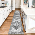 Yamaziot Washable Runner Rug, 2x10 Non-Slip Boho Vintage Hallway Rug Runner with Rubber Backing, Stain Resistant & Distressed Carpet Runner for Bedroom, Kitchen, Laundry, Entrance