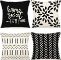 YCOLL Pillow Covers 22x22 Set of 4, Modern Sofa Throw Pillow Cover, Decorative Outdoor Linen Fabric Pillow Case for Couch Bed Car, Black