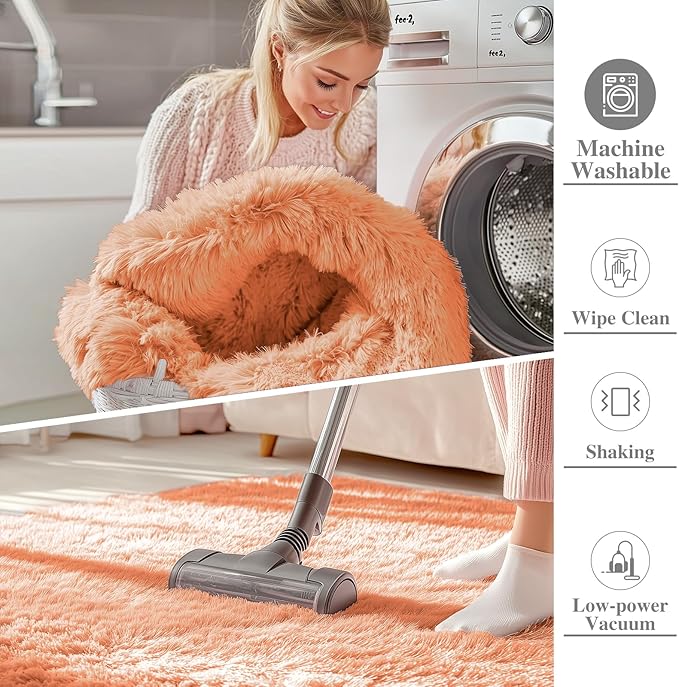 OLANLY 2x5 Machine Washable Runner Rugs for Hallway, Soft Fluffy Shaggy Bedside Rugs for Bedroom, Living Room, Indoor Floor Carpet for Kids Girls and Boys, Home Decor Aesthetic, Muted Orange