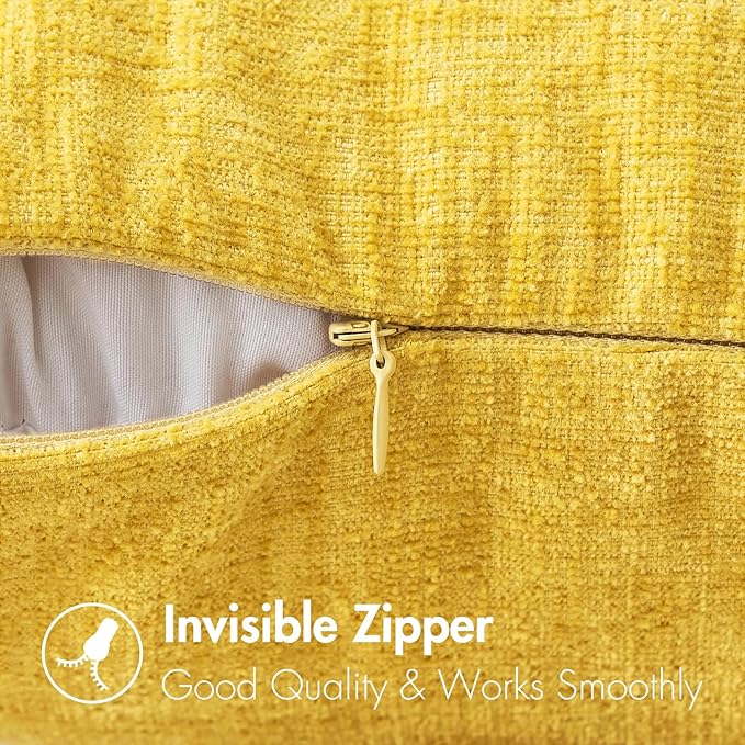 MIULEE Pack of 2 Couch Throw Pillow Covers 20x20 Inch Soft Yellow Chenille Pillow Covers for Sofa Living Room Spring Home Decor Couch Solid Dyed Cases