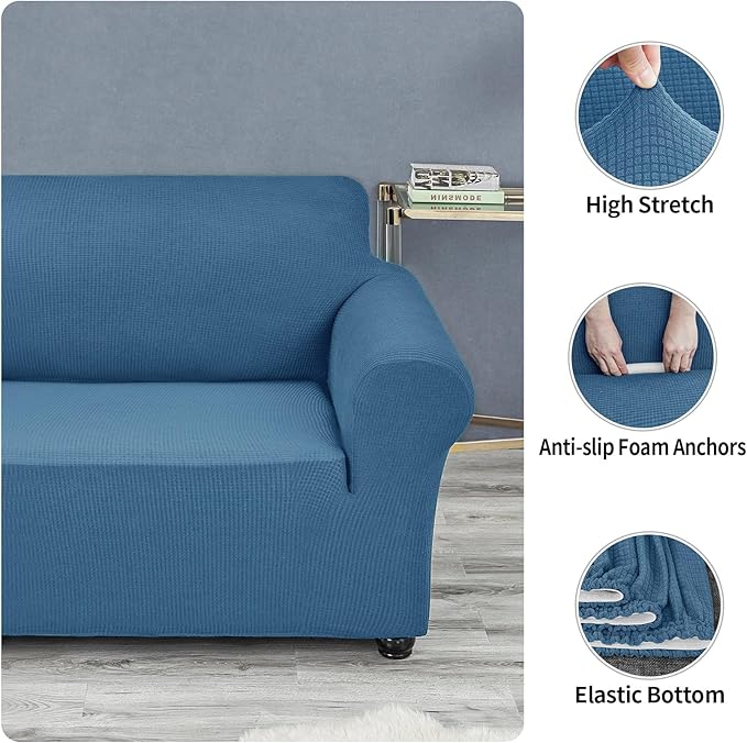 Joccun Stretch Loveseat Couch Cover Slipcover, 1-Piece Sofa Cover for 2 Cushion Couch Spandex Jacquard Washable Furniture Protector Cover for Living Room,Kids,Pets（Loveseat,Niagara）
