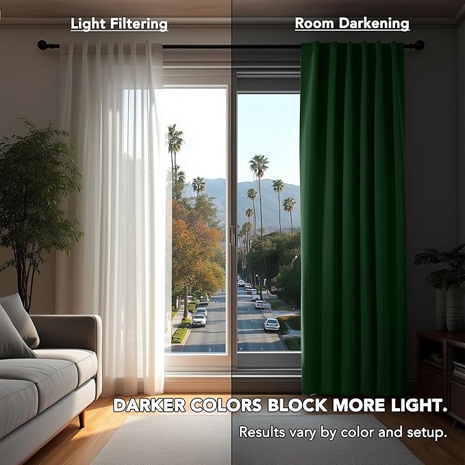 Deconovo Blackout Curtains, Thermal Insulated, W52 x L72 2 Panels, Back Tab, Machine Washable, Room-Darkening Drapes for Bedroom/Living Room Dark Forest