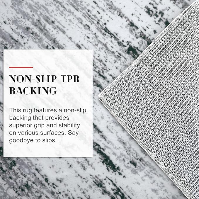 Lansny Modern Abstract Runner Rug 2.6x14, Black Grey White Washable Long Kitchen Runner Non-Slip Soft Hallway Rug Runner Thin Print Faux Wool Carpet for Entryway Bedroom Laundry Room Indoor Home Decor