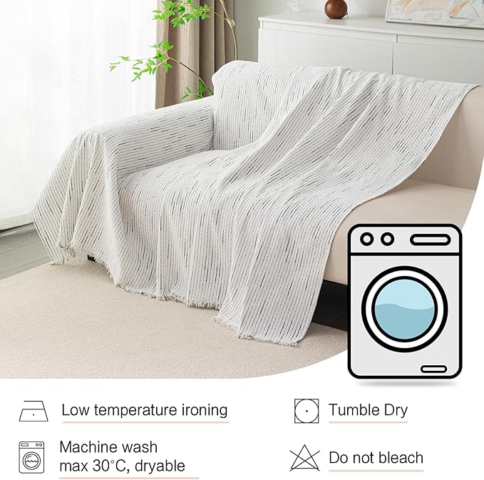 MYSKY HOME Couch Covers for 3 Cushion Couch Sofa, Sectional Couch Cover L Shape Chenille Couch Cushion Covers for Pets, Furniture Protector Cover for Dogs, Kids, 71"X150", White
