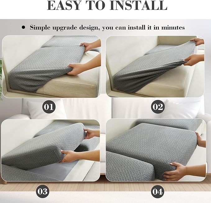 Couch Cushion Covers Sofa Covers Couch Covers for Sofa Pet Friendly Universal Sofa Covers Washable Stretch Slipcovers for Sectional Sofa (Texture Gray,Back Cover M)