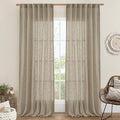 LAMIT Taupe Sheer Linen Curtains, 108 inch Light Filtering Semi Sheer Panels Back Tab and Rod Pocket Farmhouse Rust Drapes for Bedroom/Living Room, 2 Panels, 52 x 108 Inch