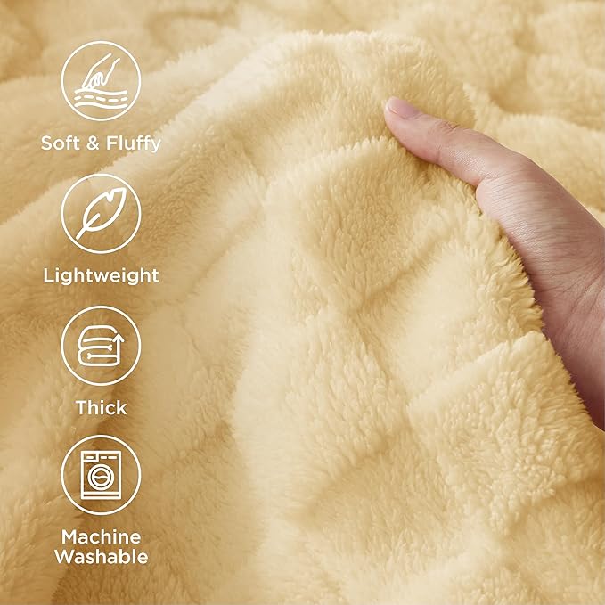Bedsure GentleSoft Yellow Throw Blanket for Couch - Checkered Fleece Blankets Gifts for Kids Girls, Cute Soft Cozy Throw for Bedroom Home Decor Gifts, 50x60 Inches
