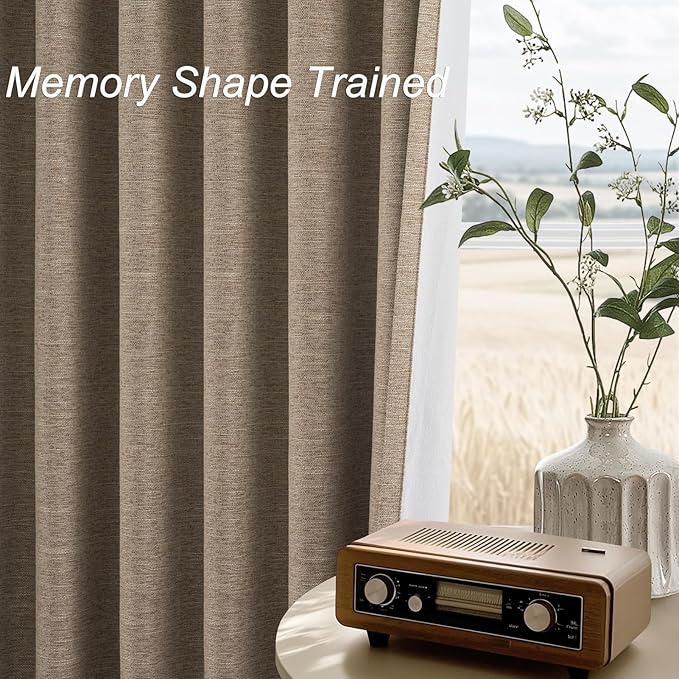 Topfinel Extra Long 120 Inch Blackout Curtains for Large Window Treatment Fall Farmhouse Thick Linen Texture Sound Proof Drapes Room Divider Pleat Ceiling Track Burg Bedroom 10Ft(W52 xL132 2 Panels)