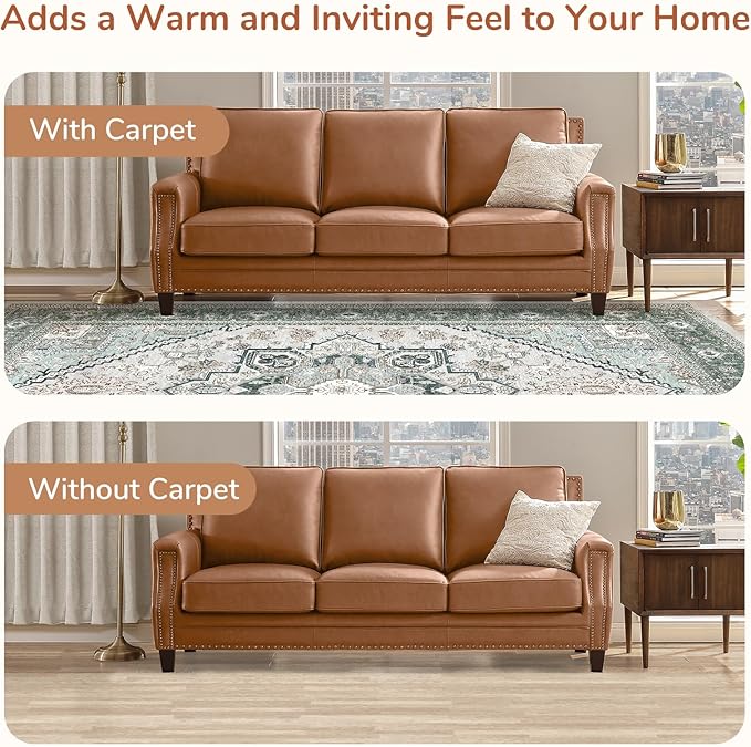 OPPODREAM Soft Area Rugs 4x6, Low-Pile Washable Rugs 4x6 with Non Slip Backing, Faux Cashmere 4 x 6 Throw Carpet, Green