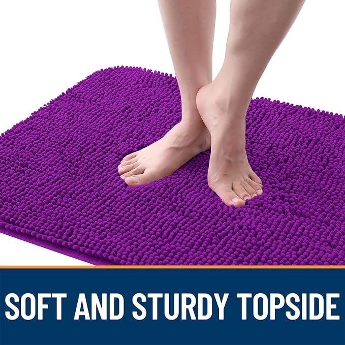 OLANLY Dog Door Mat for Muddy Paws 47x32, Absorbs Moisture and Dirt, Absorbent Non-Slip Washable Doormat, Quick Dry Chenille Mud Mat for Dogs, Entry Indoor Entryway Carpet for Inside Floor, Purple