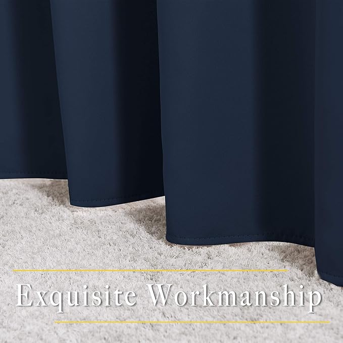 NICETOWN Navy Blue Blackout Curtains 102 inch Length, Grommet Energy Saving Thermal Drapes Sound Reducing Heat Blocking Window Treatments for Living Room, 2 Panels, W52 x L102