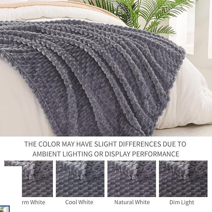 Exclusivo Mezcla Fleece Twin Blanket for Bed, Extra Large Fuzzy Dark Grey Bed Blankets, Soft Cozy Plush Sofa Throws for All Seasons, 60x80 Inches