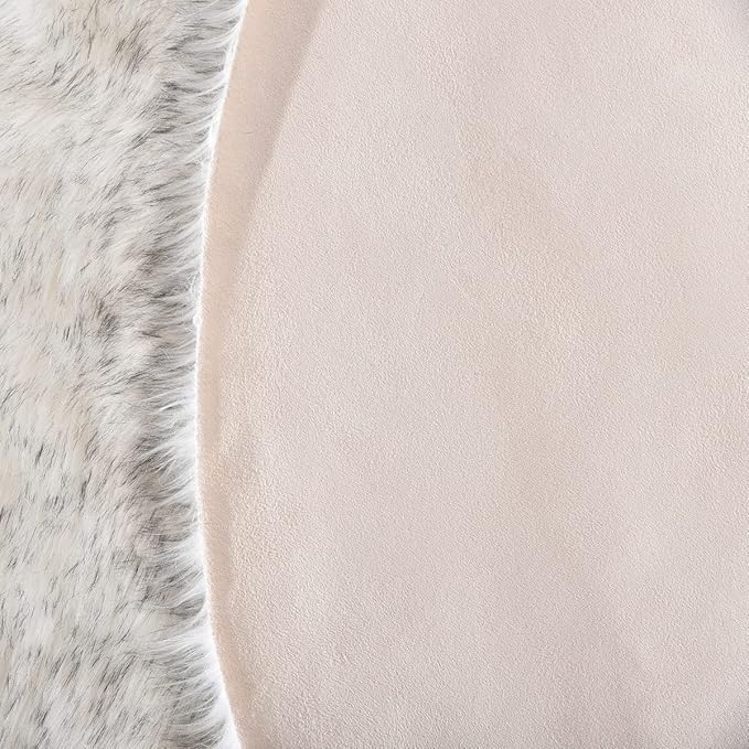 ORINOVA White and Grey 4X6 Faux Sheepskin Shag Fur Runner Rugs for Living Room Bedroom Fluffy Washable Furry Area Rug Nursery Teen Room Décor