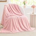 BEDELITE Fleece Decorative Blanket - 3D Jacquard Pink Throw Blankets for Women's Couch & Bed, Soft and Cozy Warm Plush Fluffy Blanket, Cute Birthday Gift for Women, 50x60 Inches