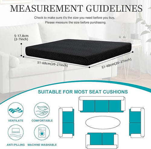 14Pcs Stretch Patio Cushion Covers,Outdoor Couch Covers Replacement,Outdoor Couch & Sofa Slipcovers,for Patio Furniture Cushion Covers,Washable Reusable Furniture Protector (Black,Cover Only)