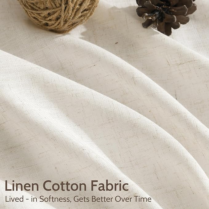 Modern Linen Curtains 108 Inches Long for Living Room Light Filtering Semi Sheer Curtain Back Tab Neutral Luxury Modern Farmhouse Decor Floor to Ceiling High Window for Bedroom 52x108, 2 Panels