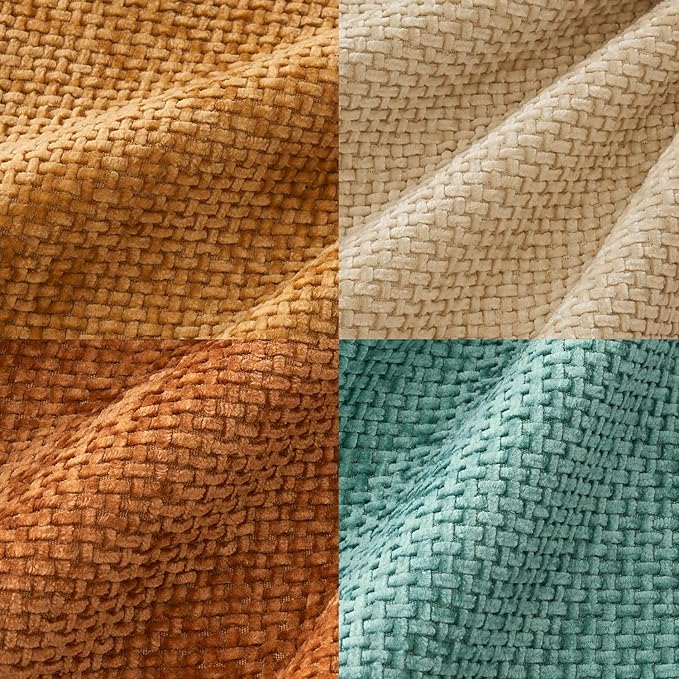 MIULEE Pack of 4 Orange/Teal Couch Throw Pillow Covers 20x20 Inch Yellow Green Soft Decorative Chenille Pillows Farmhouse Accent Cushions for Boho Home Decor Spring Sofa Bedroom Living Room